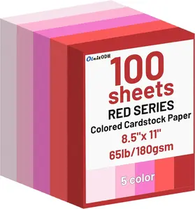 100 Sheets 8.5'' x 11'' Red Colored Cardstock, 5 Assorted Red Tone Colors Card Stock Paper 180GSM/65lb Perfect for Card Making DIY Greeting Cards Scrapbook Printing Invitation Arts and Crafts