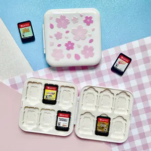 White Sakura Switch Game Case | Cute Video Game Storage Container | Cherry Blossom Game Cartridge Travel Setup | Game Organization Organiser Boxes