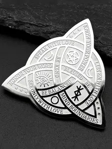 Witch Triquetra Trinity Celtic Knot Brooch Pins for Women Men Stainless Steel Gold Color Pentagram Triple Moon Goddess Jewellery Clip Fashion Accessory