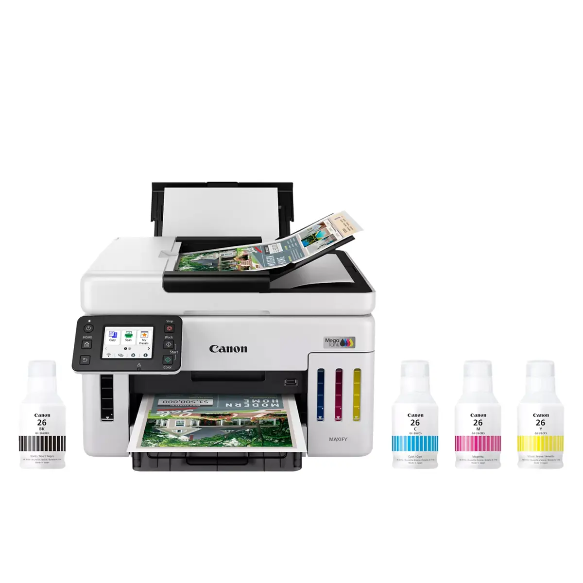 Canon MAXIFY GX6120 Wireless MegaTank Duplex All-in-One Inkjet Color Printer, White