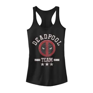 Juniors Womens Marvel Deadpool Cracked Logo Team Racerback Tank Top