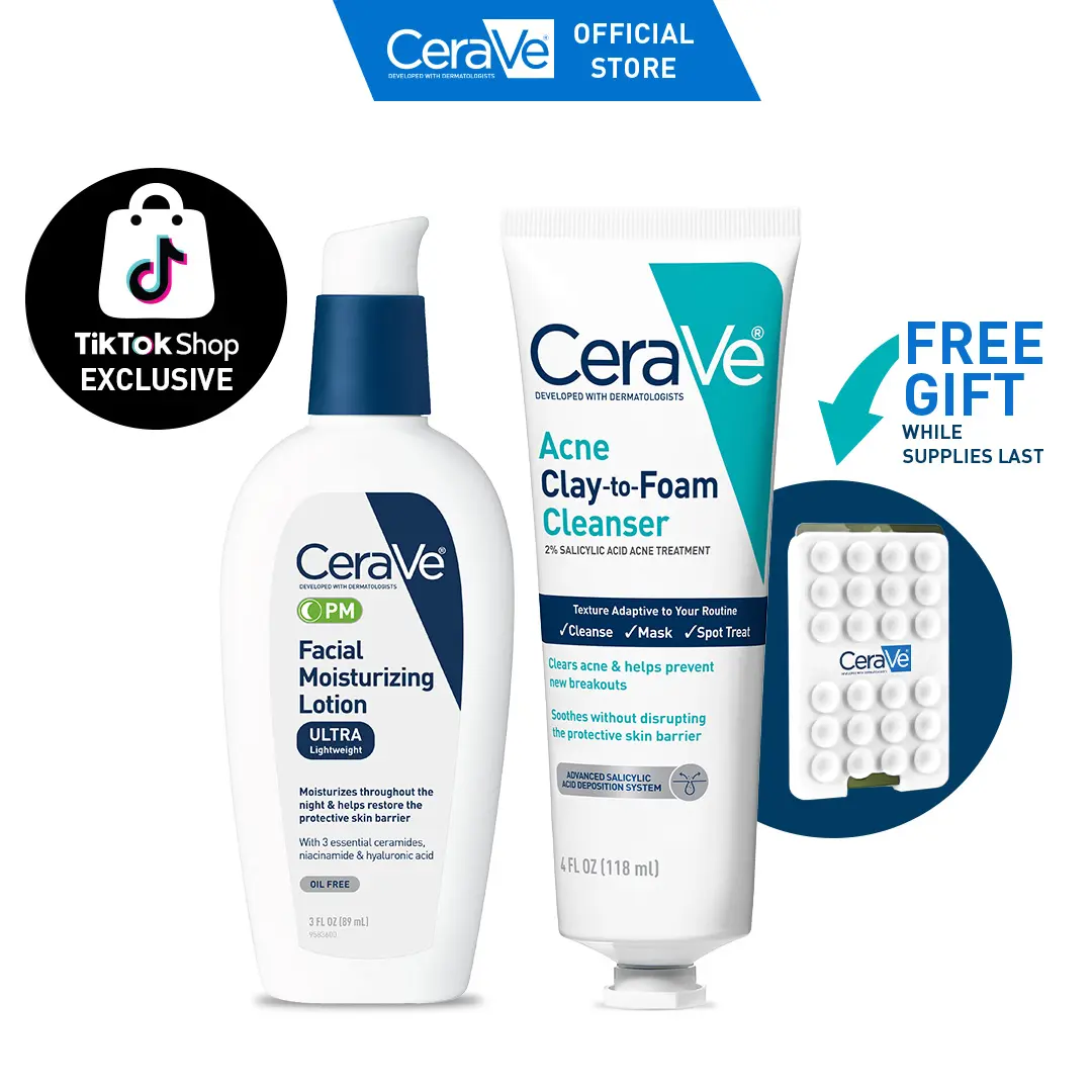 Clay-To-Foam Cleanser + PM Facial Lotion Bundle