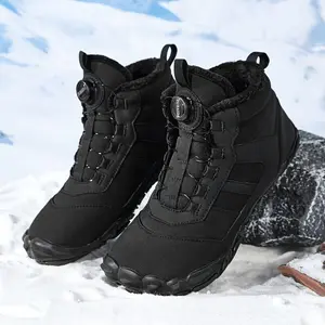 Women’s hiking boots, warm outdoor winter hiking shoes, non-slip and wear-resistant rubber sole, barefoot five-toe round-toe design, women’s winter shoes, suitable for extremely cold weather.