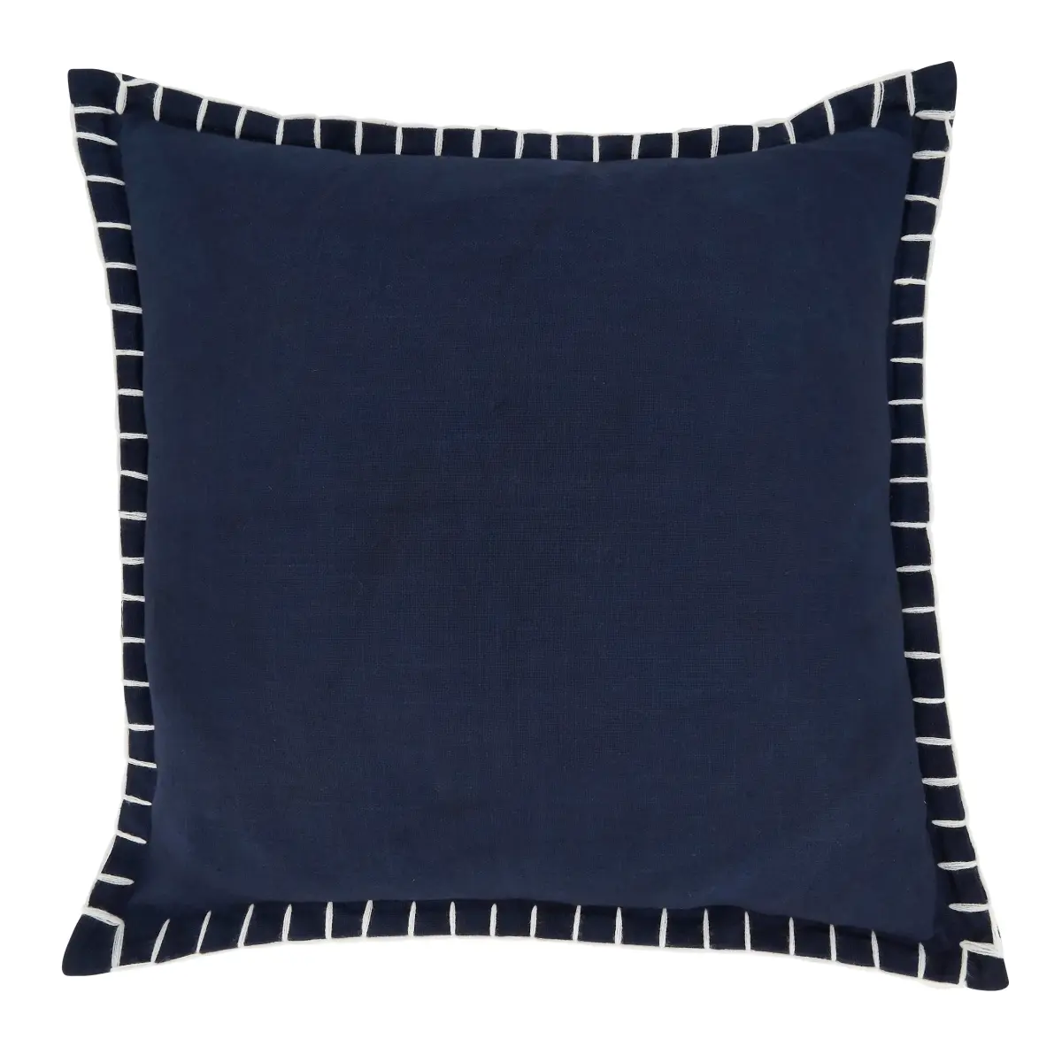 20 in. Classic Charm Chunky Whip Stitch Square Poly Filled Throw Pillow, Navy Blue