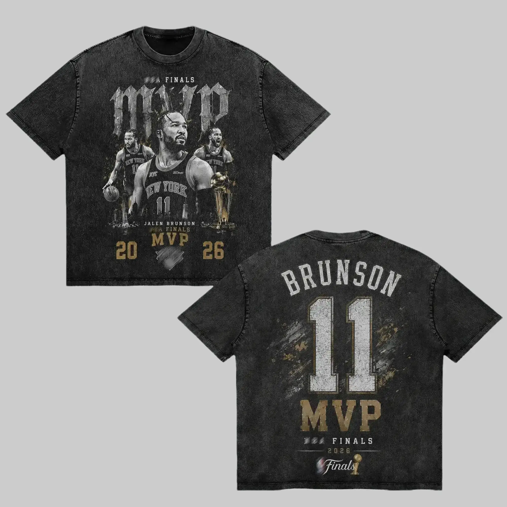 Jalen Brunson MVP Finals 2026 Washed Cotton Graphic T-Shirt, Premium Vintage Streetwear Tee For Knicks Nation Basketball Fans Apparel Oversized NYC Game Day Outfit Brunson Burner Gift Ideas For Men Women Husband Loose Fit Retro Sports Merchandise Clothing