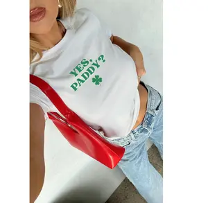 [Sale Up To 50%] Yes Paddy St Patrick's Day Baby Tee, Y2K St Paddys Crop Top, Vintage 90s Womens Retro Shirt, Funny Irish T-Shirt, Pattys Parade, Split the G