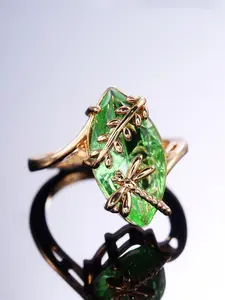 1 PC Pretty Green Cubic Zirconia Marquise Cut Ring For Women For Valentine's Day Gift Wedding Anniversary Party Jewelry Cubic Zirconia Rings