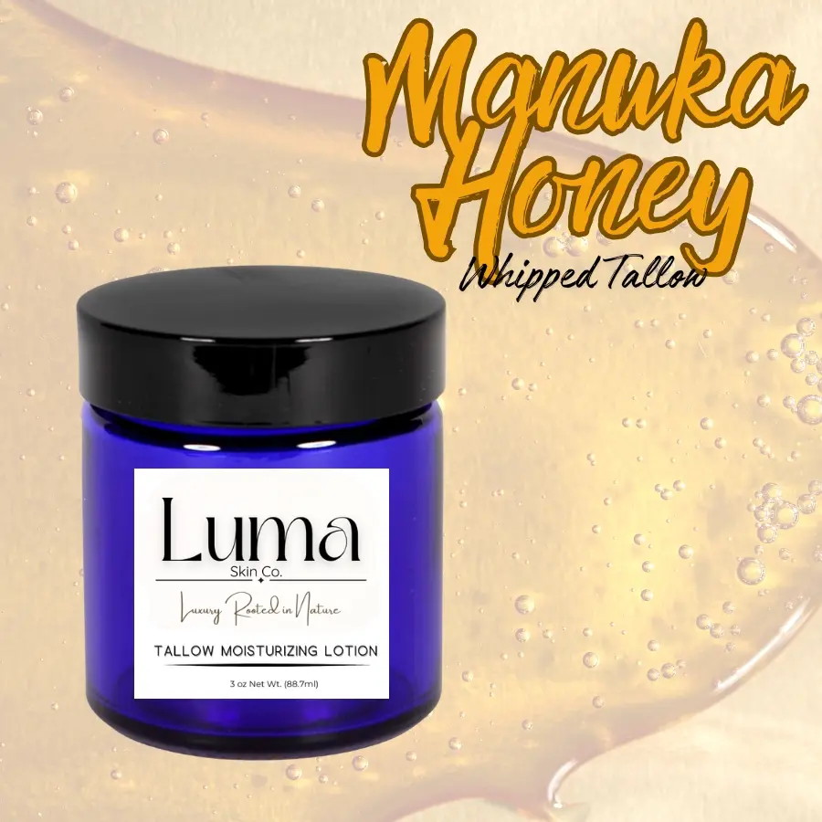 Luma Skin Co Whipped Tallow Lotion - Organic Tallow with Manuka Honey Formulted for Skin Care,  Deeply Hydrating and Nourishing