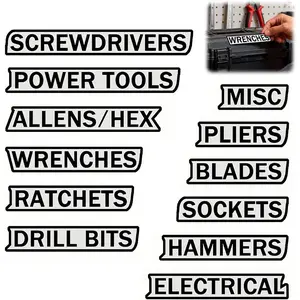 12 Pack of Toolbox Labels ,  Printing Tool Box Labels,  Labels for Toolbox Drawers for Tool Organization,  Tags (Black and Gray)