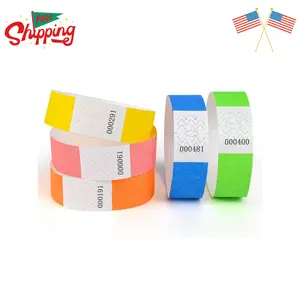 Neon 500 Pcs Wristbands, 1-500 Consecutive Numbers, 5 Neon Colors, Waterproof Tearproof (Assorted Colors, 100 Pcs Per Color)