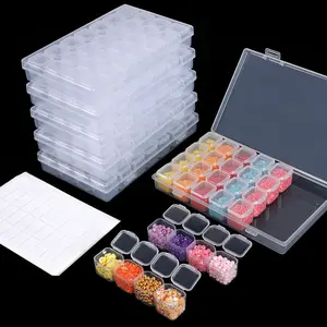 [New Deal]       168 Slots 6pcs 28 Grids Diamond Painting Boxes Plastic Organizer, Bead Organizer