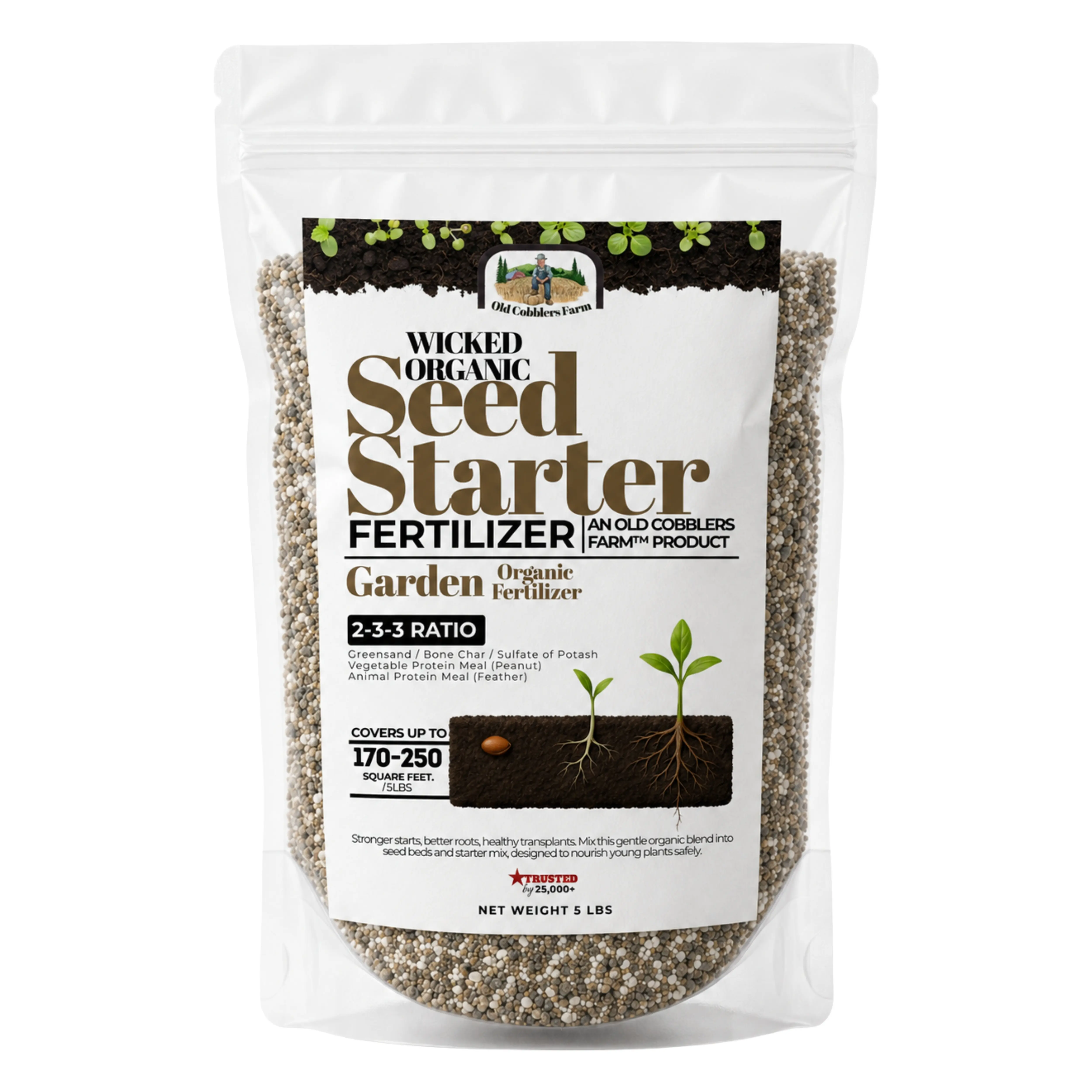 Old Cobblers Farm Wicked Organics Seed Starter Fertilizer, Gentle Non-Burning Organic Starter for Seeds, Seedlings, Transplants and New Plantings