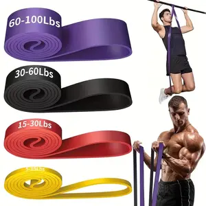 4 Piece Stackable Resistance Bands Set for Exercise and Pull Assistance, Medium Tension Level Tpe Material for Gym Home Outdoor Workouts