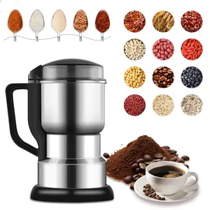 1pc Electric Coffee Grinder, 300W Fast Grinding, 14500 RPM, 4-Blade Stainless Steel, 13.53oz Deep Grinding Chamber, Wet/Dry Food Processor, One-Button Control, Round, 110-130V Power Supply, US Plug, for Beans, Spices, Nuts - No Battery Espresso Maker