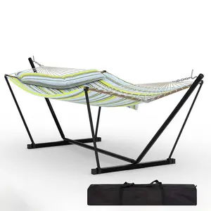 2 Person Outdoor Hammock with Stand, Heavy Duty Portable Double Hammock with Balance Rope, MAX 450 LBS Capacity for Patio, Backyard, Garden, Beach,summerwins
