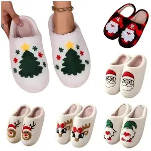Women's & Men's Christmas Slippers Memory Foam Plush Lining Cozy Indoor & Outdoor Bedroom Shoes for Winter Comfort