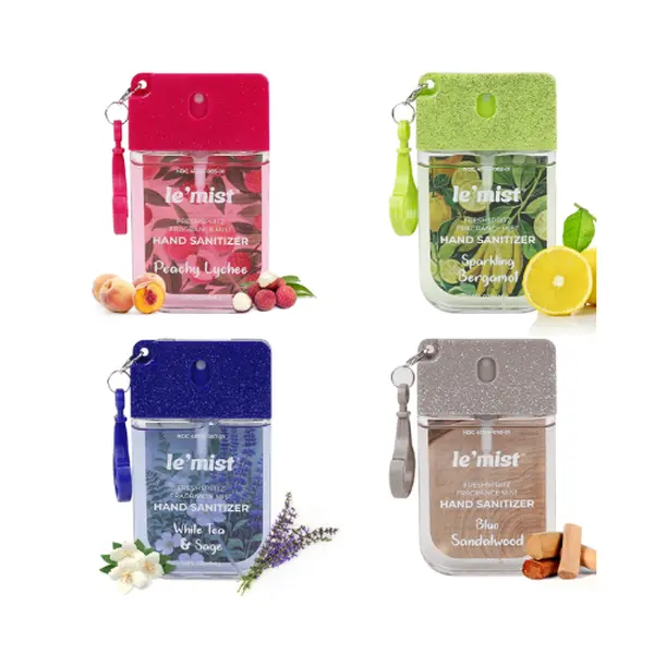 Le’Mist Freshspritz Fragrance Mist Hand Sanitizer Sprays, 1.5 fl oz Each (Pack of 4) - Portable Pocket Spray with Clip-On Design