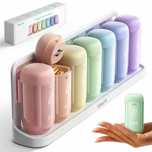Magnetic Weekly Pill Organizer 2 Times a Day, AM PM Pill Box 7 Day, Removable Large Twice Medicine Pill Case, Medication Container Holder for Vitamins and Supplements, Rainbow