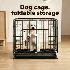 Foldable Dog Crate for Small Dogs, Indoor Pet Cage with Separate Toilet, Cat Carrier, Rabbit Hutch, Pigeon Coop, Chicken Pen, Indoor Kennel
