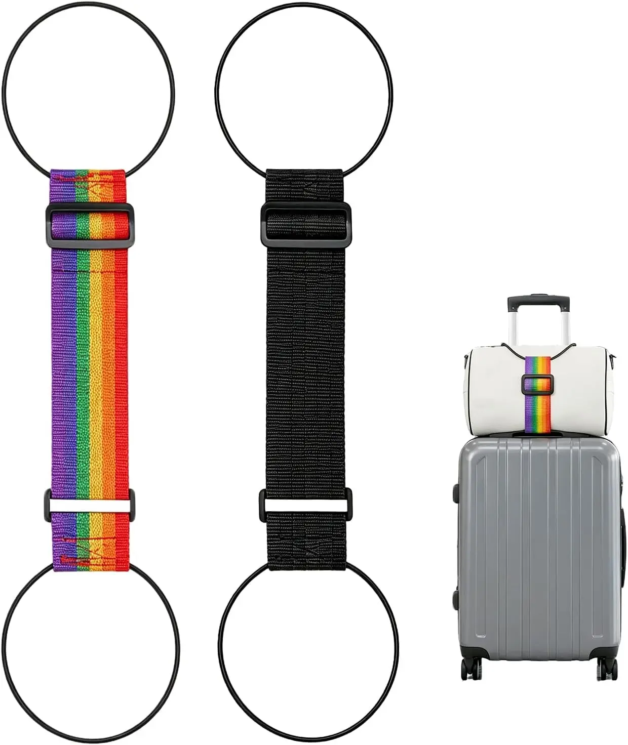Luggage Straps for Suitcases，New Multi Use Strong Adjustable Luggage Connector Straps， Adjustable Elastic Fastening Belt ，Add A Bag Easy to Travel Suitcase