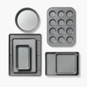 8pc Nonstick Bakeware Set Gray - Figmint