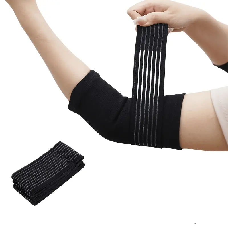 Unisex 2pcs Compression Elbow Sleeves with Wrist Strap, Breathable Elastic Fabric Arm Support Brace for Gym, Weightlifting & Joint Protection, Lightweight Sports Workout Recovery Gear