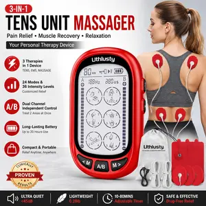 TENS EMS Muscle Stimulator for Adults, Dual-Channel Electronic Pulse Massager for Neck – 24 Modes, 36 Intensity Levels, Large LCD Screen, Portable Rechargeable with 10 Electrode Pads,summerwins