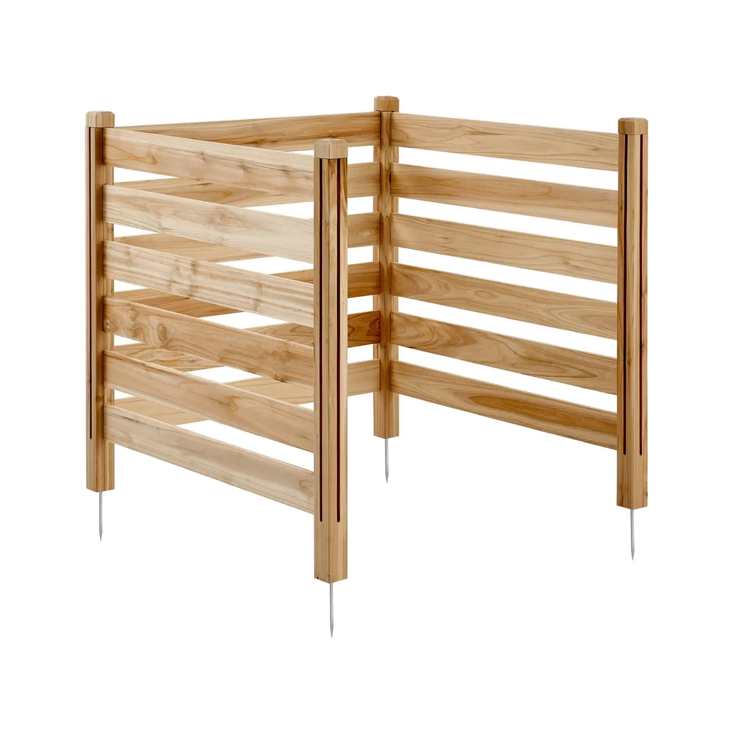 Durable Solid Wood Privacy Fence - 3-Panel Slatted Freestanding Garden Fencing, 38in W x 42in L Outdoor Hider with Metal Stakes, Easy to Assemble DIY, U/L/Straight Flexible Layout, Enhances Privacy, Conceals Items, Garden Decoration (Father's Day Gift)