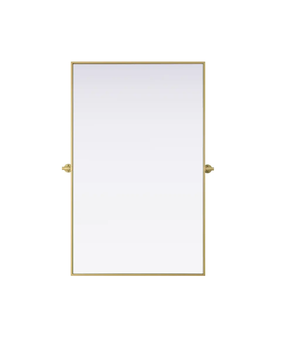212 MAIN Amoura Modern Pivot Bathroom Vanity Mirror - 48x30 in. Brass Iron Frame, Adjustable 8-Degree Tilt, Easy Installation, Baby Room Decor, Metal, Decorative Mirror, Safety, Screws, Baby Rooms, Height Adjustable Mirror