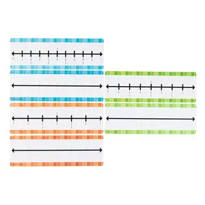12"x4" Wipe-Off Plastic Number Lines with Assorted Colors - 30 Pc Teaching Supplies for Early Learning Children's Education