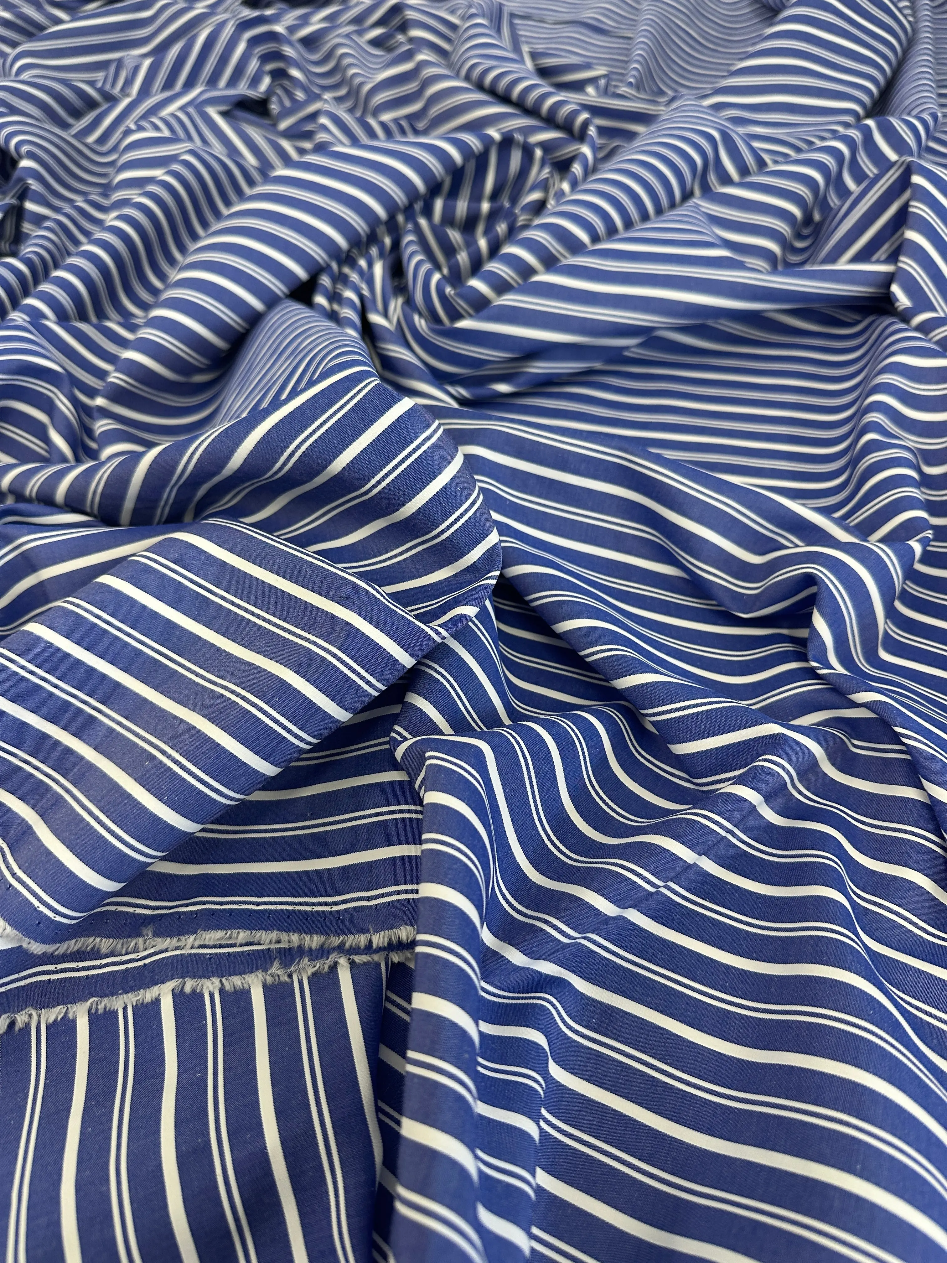 Blue White Striped Organic Cotton