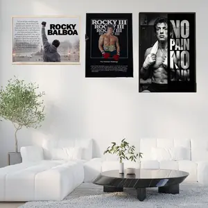 Set Of Rocky Motivational Quote Poster, Minimalist Midcentury Wall Art Print, Cinema Room , Wall Hangings, Cool Vintage Film Posters