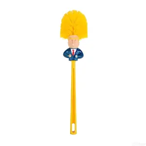 Toilet Brush with Fun Design - Strong Nylon Bristles for Effortless Scrubbing - Durable Handle - Yellow Bristles - Ideal for Bathroom Cleaning