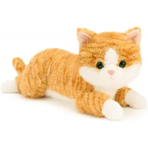 19 inch 3 lbs Cat Weighted Stuffed Animals Realistic Weighted Cat Stuffed Animal Sensory Comfort Plush Throw Pillow Soft Kawaii Kitty Plush Gift for Adults Youth