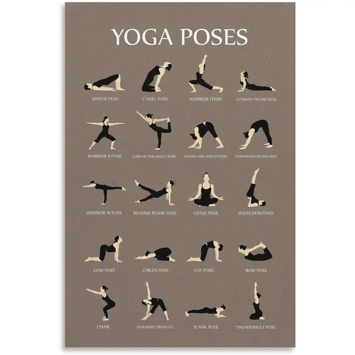 Yoga Poses Poster Motivational Inspirational Canvas Art Poster And Wall Art Picture Print Modern Family Bedroom Decor Posters 12x18inches unframed(30x45cm)