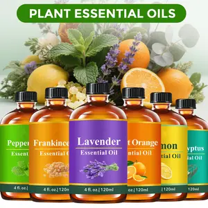 Natural Essential Oils: Lavender, Eucalyptus, Lavender, Frankincense, Lemon, Sweet Orange, Peppermint Fragrance For Humidifiers, Diffusers, Car Air Freshener, Candles Aromatherapy 120ml