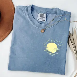 Comfort Colors Retro Chasing Sunsets Tee Vintage Beach Lover Shirt Coastal Vacation Top Minimalist Summer Shirt