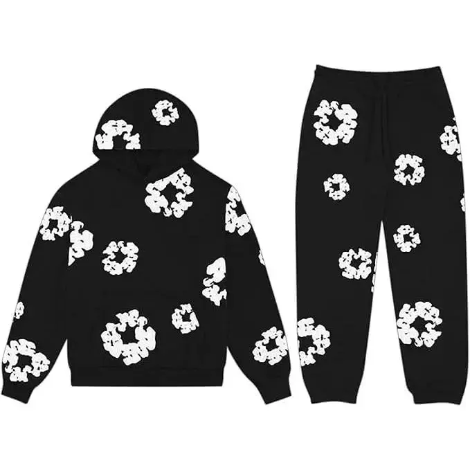 Hellstar Flame Hoodie & Sweatpants Set, Unisex Oversized Streetwear Outfit for Men & Women, Everyday Casual Wear