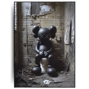 Kaws Toilet Poster, Hypebeast Toys Poster, Figure Printable Wall Art, Minimalist Hypebeast Decor, Gift for Boyfriend, No Frame