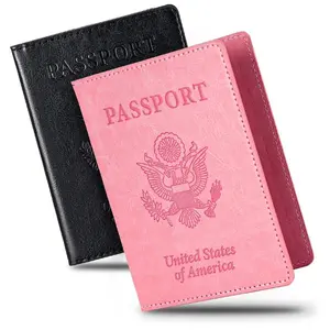 2 Pcs Passport holders，Ultra Slim passport wallet，PU Leather Passport Cover for Women and Men