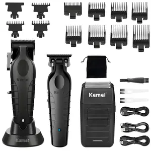 2026 Kemie Hair Care Set, Electric Shaver + Trimmer, Cordless Clipper, Cordless Rechargeable Clippers, Wireless Charging, LED Display, Full Body Grooming Kit, Cordless Trimmers Kit, Barber Clippers Set, Wireless Hair Cutter, Model 2296+2299+1102