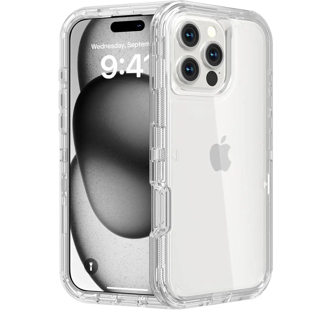 3-Layer Shockproof Clear Case for iPhone 17 Pro Max 16 15 14 13 12 11 Pro Max, Heavy Duty Transparent Military-Grade Drop Protection Cover for iPhone 17 Air iPhone Air