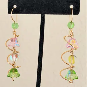 Fairy garden glass flower earrings