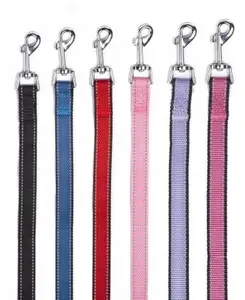 Reflective Trim Dog Leash 5' Durable Poly Blend Material with Chrome Polished Clasp and Reflective Border for Night Visibility
