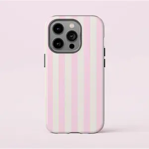 White and Pink Stripes Phone Case Aesthetic Cover for iPhone