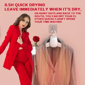 Electric portable dryer - Mini dryer, ultra quiet motor portable dryer, foldable clothes rack, three-layer travel timer, suitable for business travel