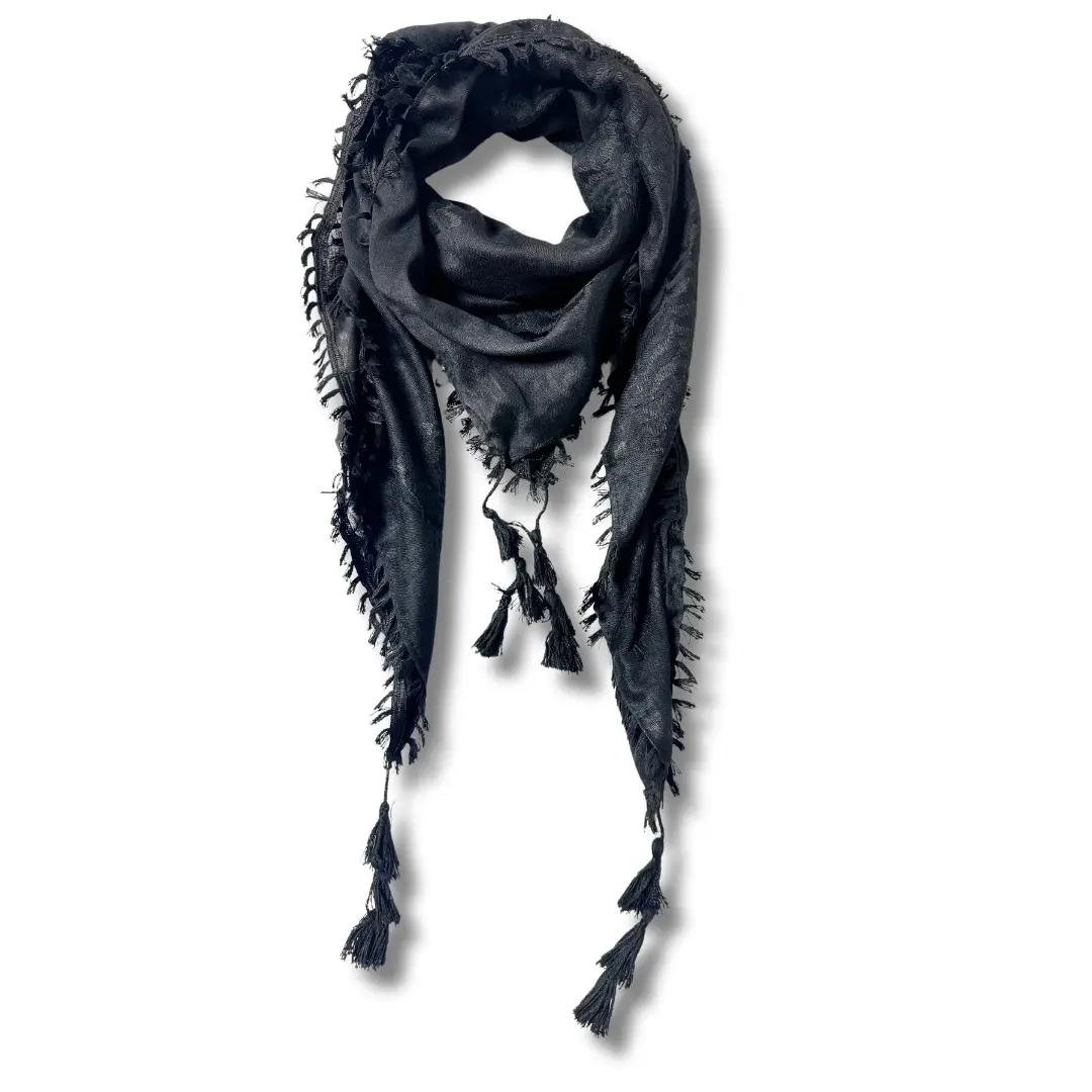 Palestinian Elegance Traditional Black Kuffiyeh Scarf