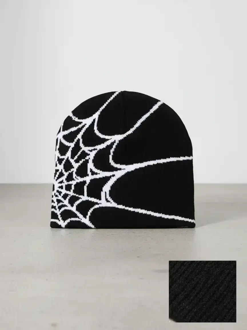 Y2k Spider Web Beanie Hat, Street Style Knit Acrylic Material Cool Fitted Fit Hat for Fall & Winter for Going Out, Unisex Appeal Fashionable Accessories Fashion Matching Hat Accessories for Both Men & Women