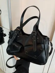 Women's Elegant Grommet Eyelet Design Tote Bag, PU Tote Satchel, Fashionable Large Capacity Shoulder Bag, Casual Versatile Crossbody Bag for Daily Outings, Short Outings, Mothers Day Gift Ideas