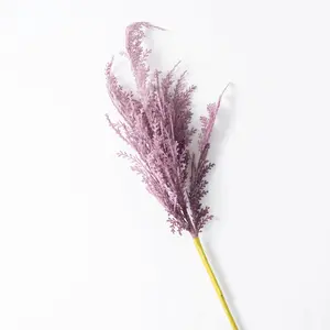 Plum Faux Plume Pampas Grass 47" Single Branch Spray with Wired Stem